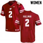 Women's Wisconsin Badgers NCAA #2 Ricardo Hallman Red Authentic Under Armour Stitched College Football Jersey PG31X64HH